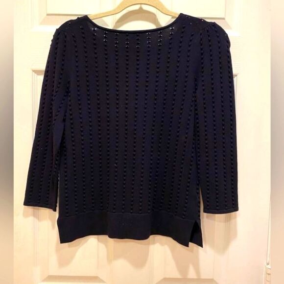 Ann Taylor Mixed Stitch Cable Sweater, Women's, sz XS Navy Blue - Picture 2 of 3